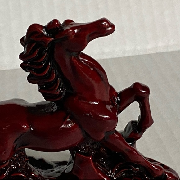 Chinese Resin Wild Horse cinnabar Red Statue Sculpture Vintage Feng Shui Lucky - Picture 8 of 16